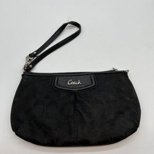 22. Coach Black Canvas Signature Large Zip Top Wristlet